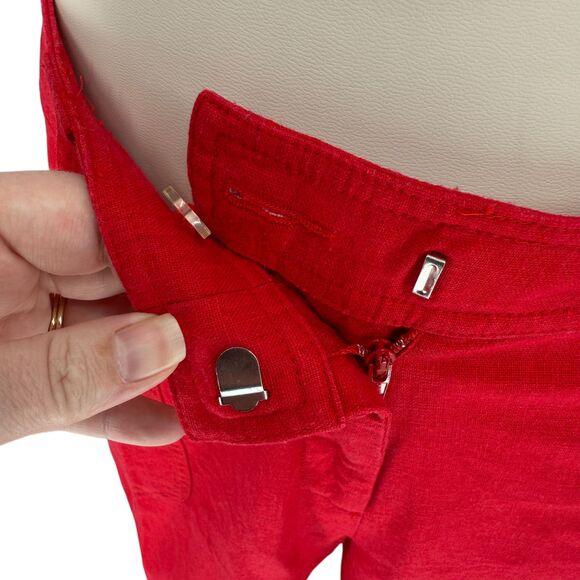 Pendleton Women’s 16P PETITE Linen Fiesta Red High Rise Wide Leg Crop Pants READ - Picture 3 of 16